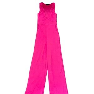 Hot Pink Sleeveless Wide-Leg Jumpsuit